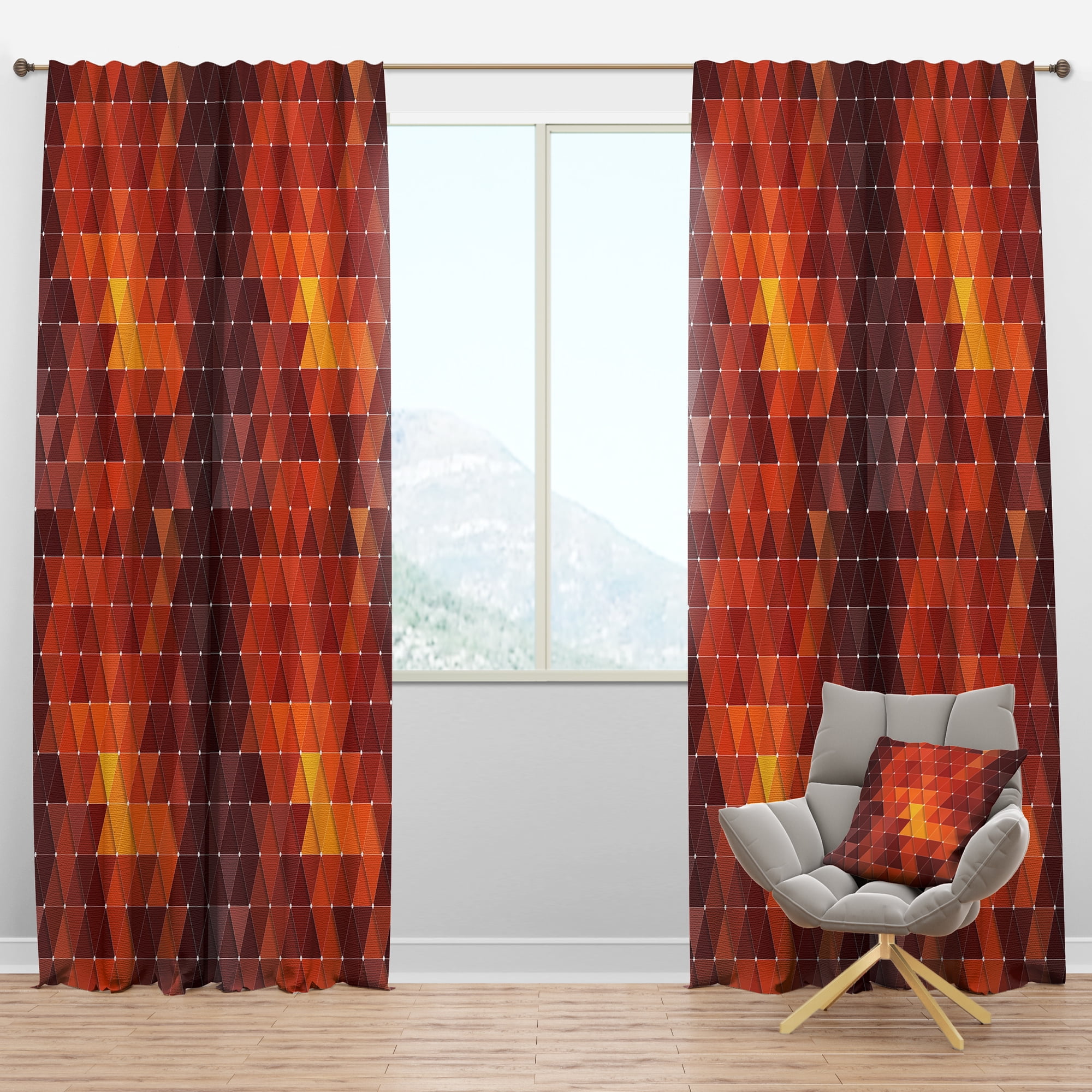 Designart 'Triangular Shapes Colourfields XVII' Modern & Contemporary Blackout Curtain Panel