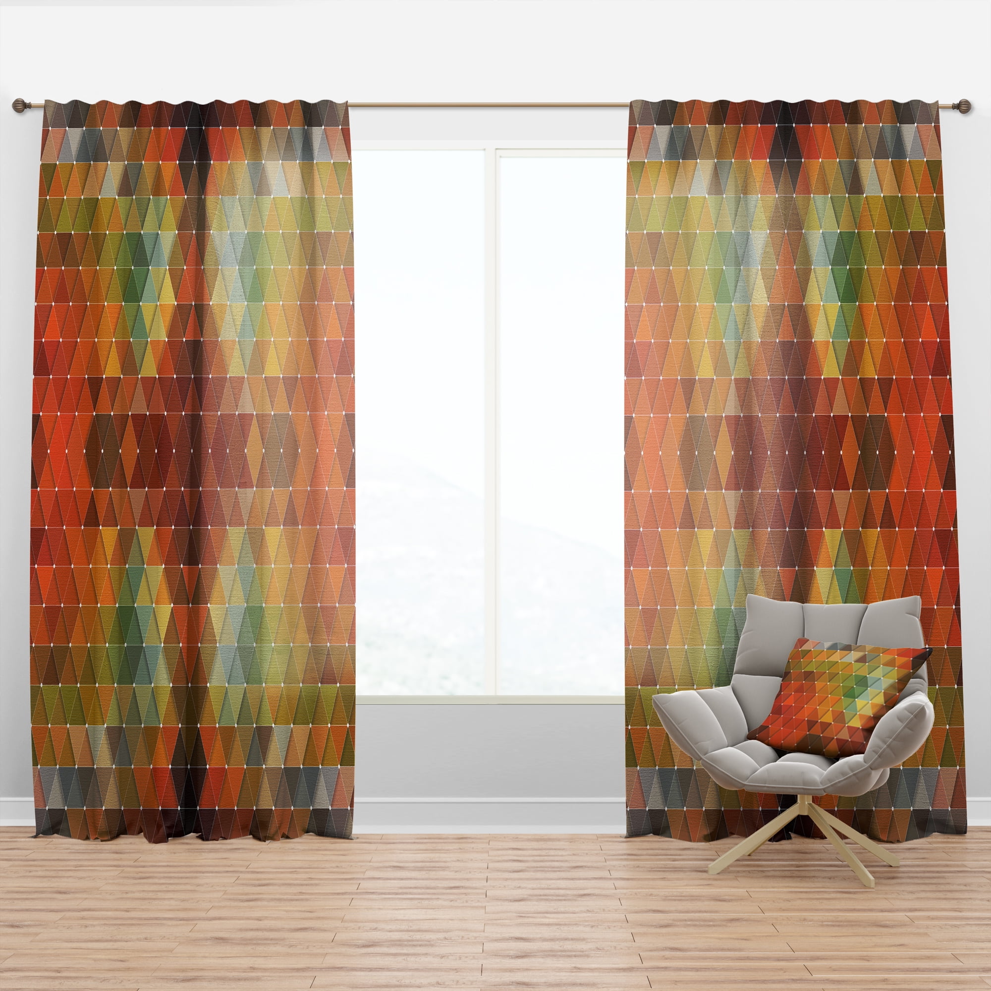 Designart 'Triangular Shapes Colourfields XVIII' Modern & Contemporary Curtain Panel