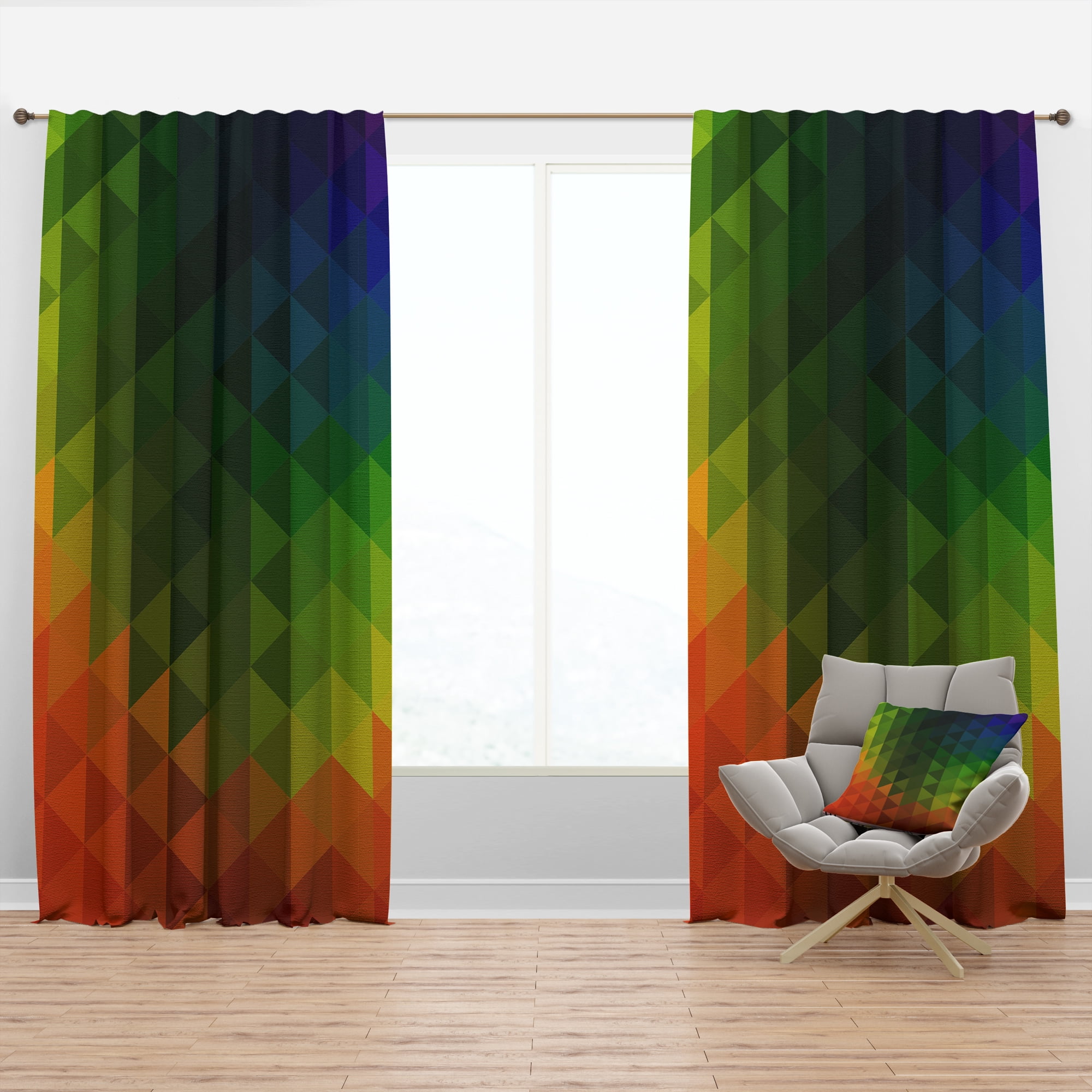 Designart 'Triangular Shapes Colourfields XX' Modern & Contemporary Blackout Curtain Panel