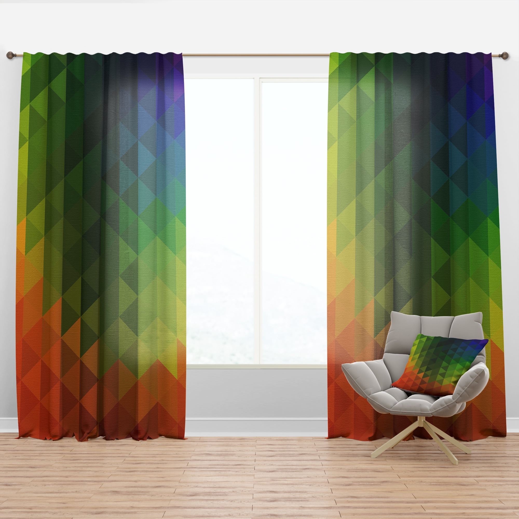 Designart 'Triangular Shapes Colourfields XX' Modern & Contemporary Curtain Panel