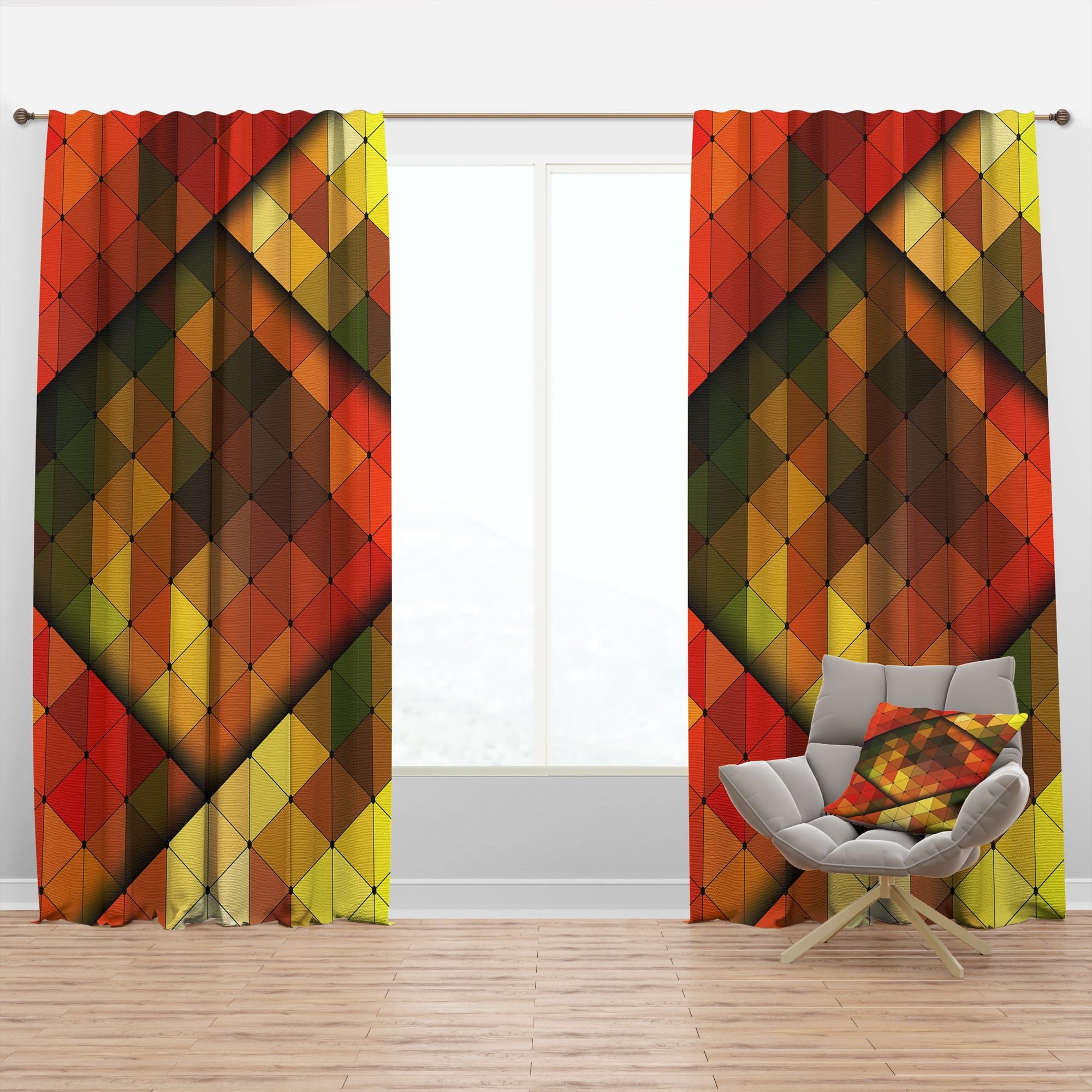 Designart 'Triangular Shapes Colourfields XXI' Modern & Contemporary Blackout Curtain Panel