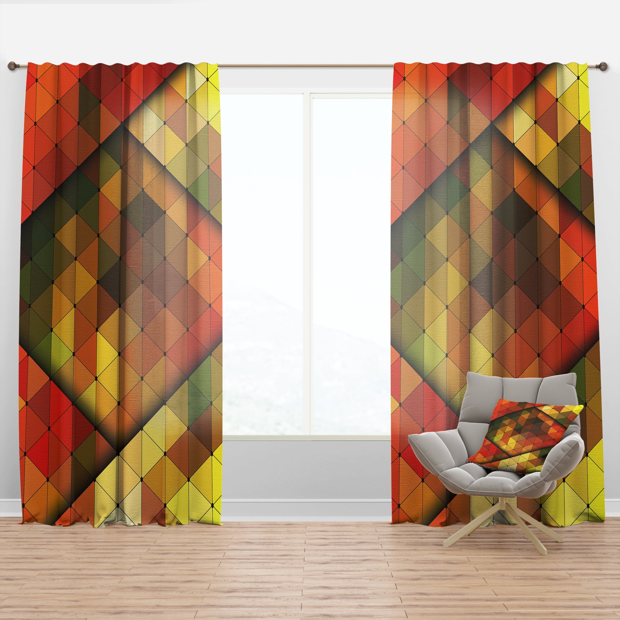 Designart 'Triangular Shapes Colourfields XXI' Modern & Contemporary Curtain Panel