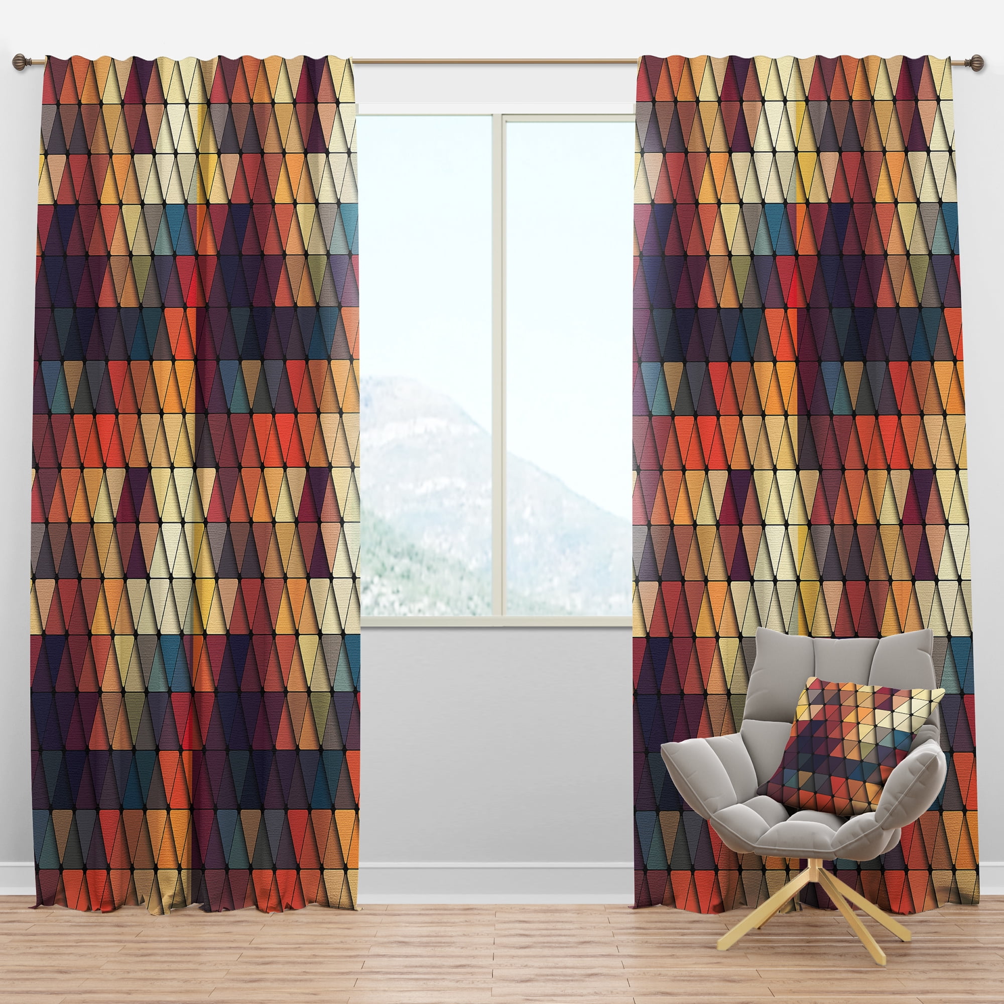Designart 'Triangular Shapes Colourfields XXII' Modern & Contemporary Blackout Curtain Panel