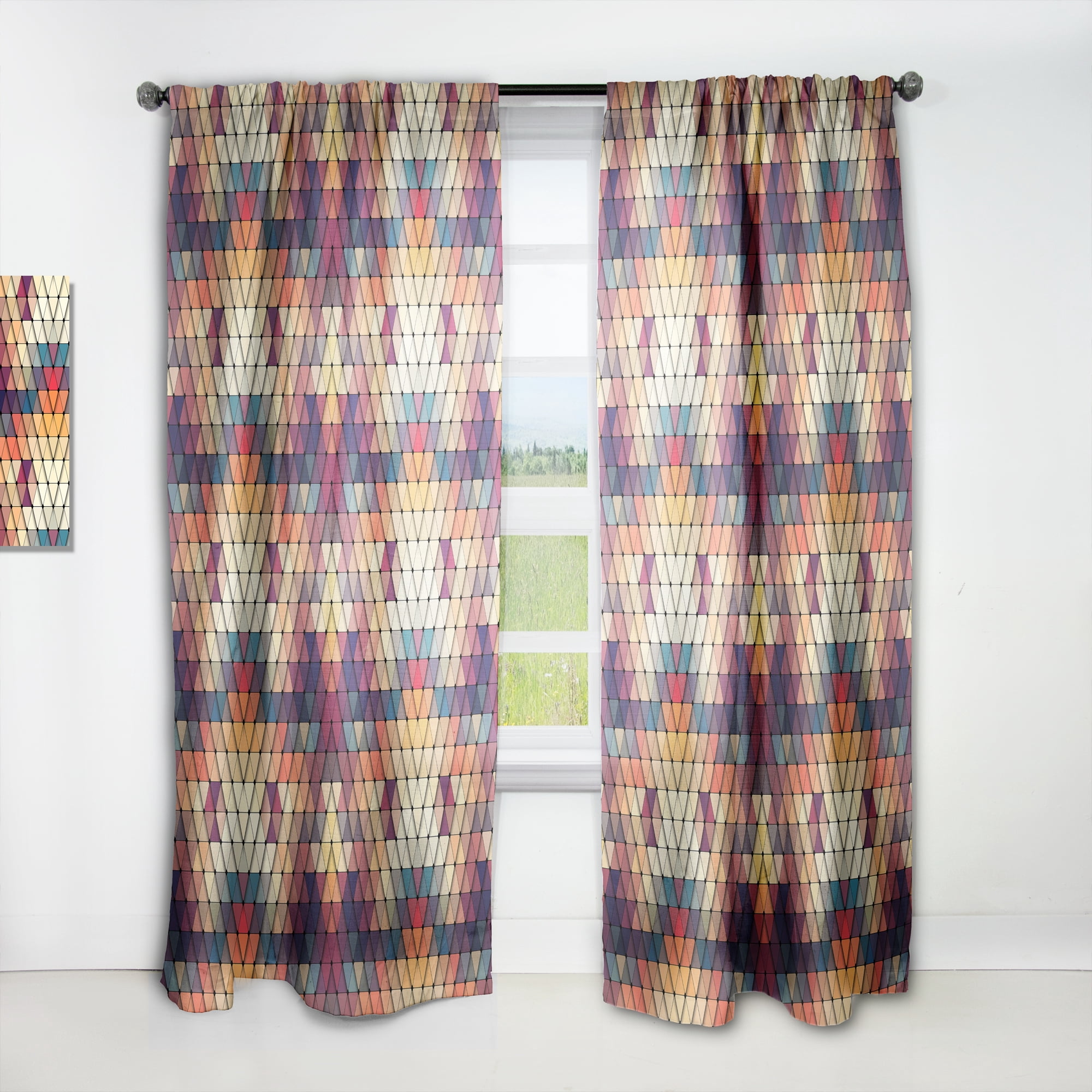 Designart 'Triangular Shapes Colourfields XXII' Modern & Contemporary Curtain Panel