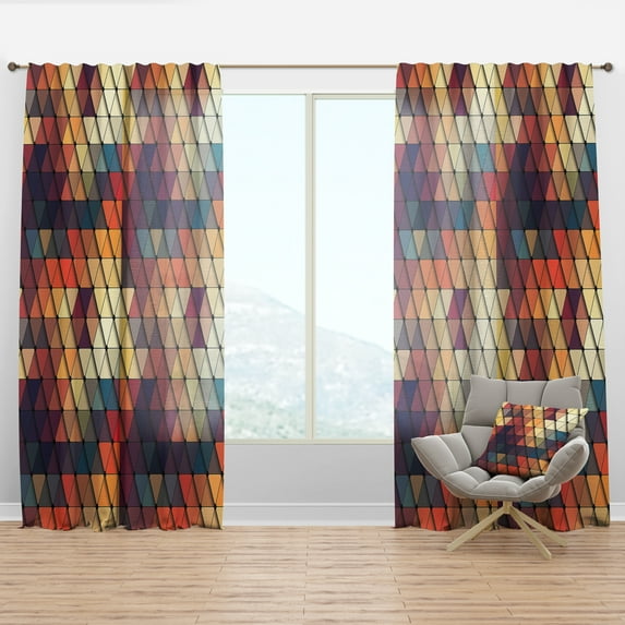 Designart 'Triangular Shapes Colourfields XXII' Modern & Contemporary Curtain Panel