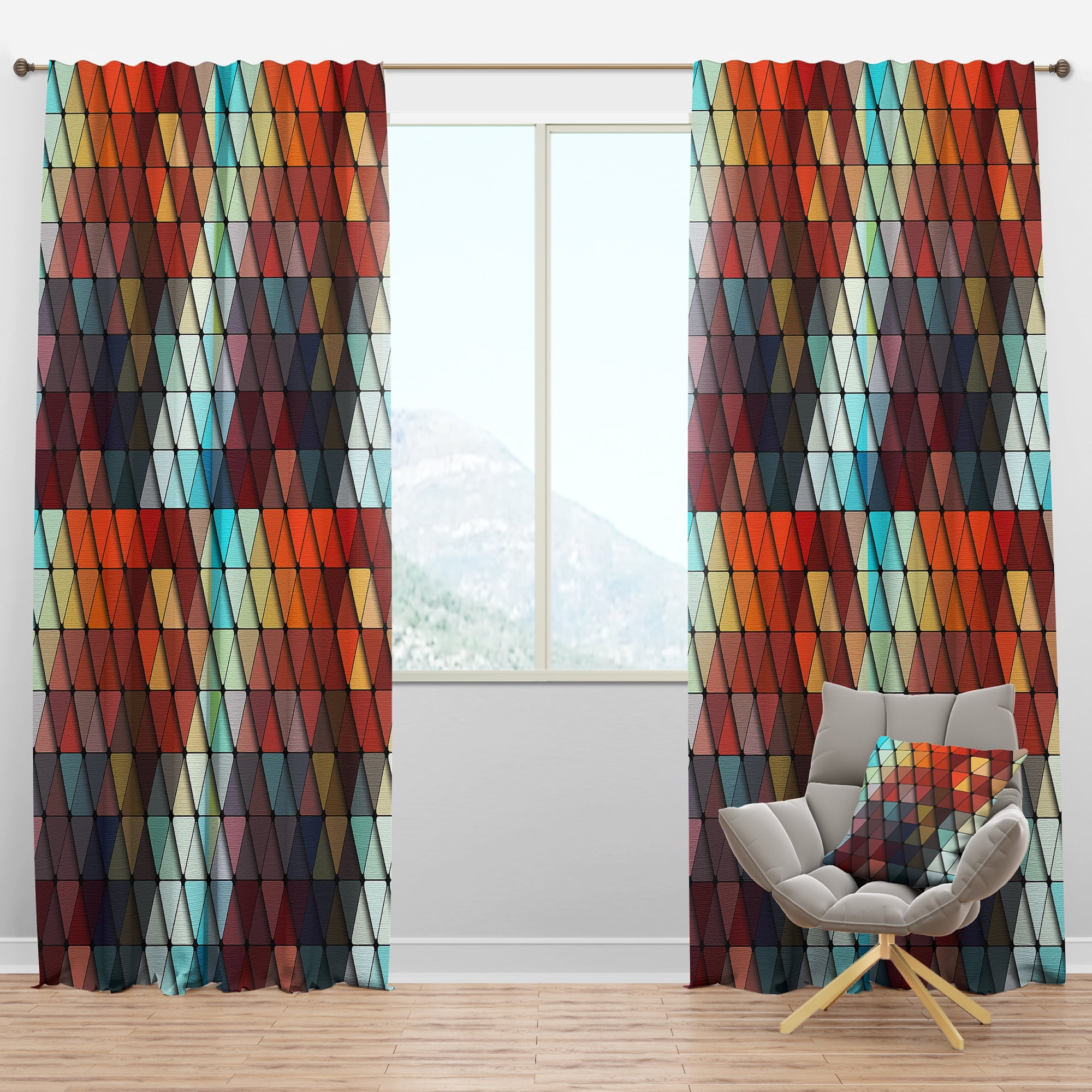 Designart 'Triangular Shapes Colourfields XXIII' Modern & Contemporary Blackout Curtain Panel
