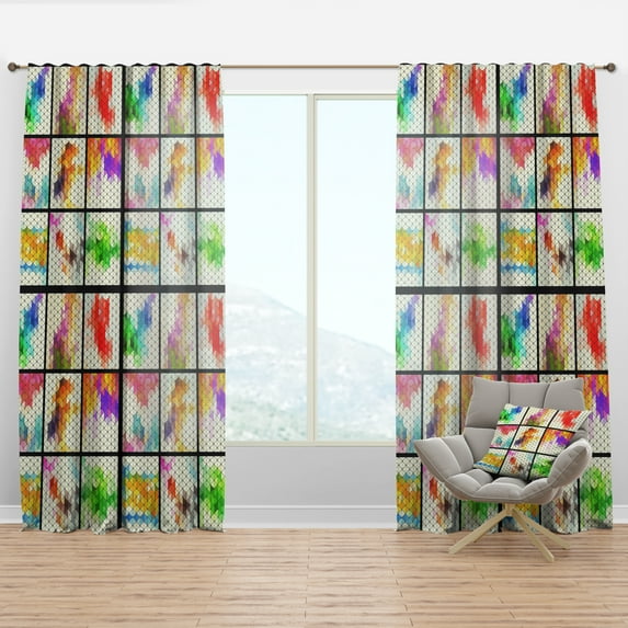 Designart 'Triangular Shapes Colourfields XXIV' Modern & Contemporary Curtain Panel