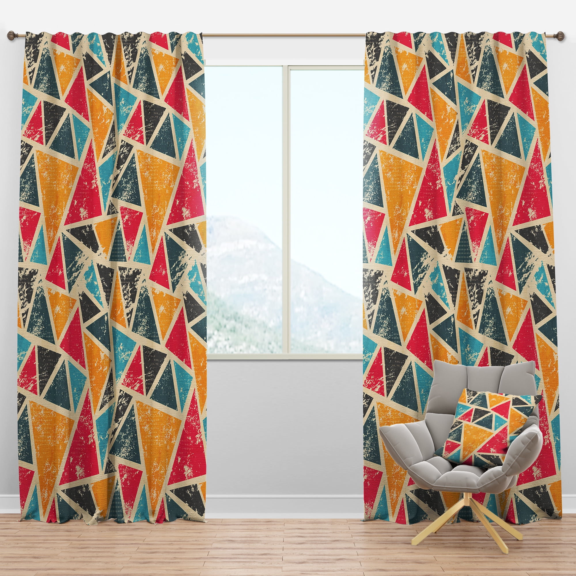Designart 'Triangular Shapes Colourfields XXIX' Modern & Contemporary Blackout Curtain Panel
