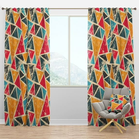 Designart 'Triangular Shapes Colourfields XXIX' Modern & Contemporary Blackout Curtain Panel
