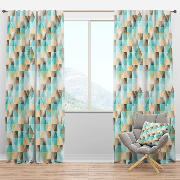Designart 'Triangular Shapes Colourfields XXVI' Traditional Blackout Curtain Panel