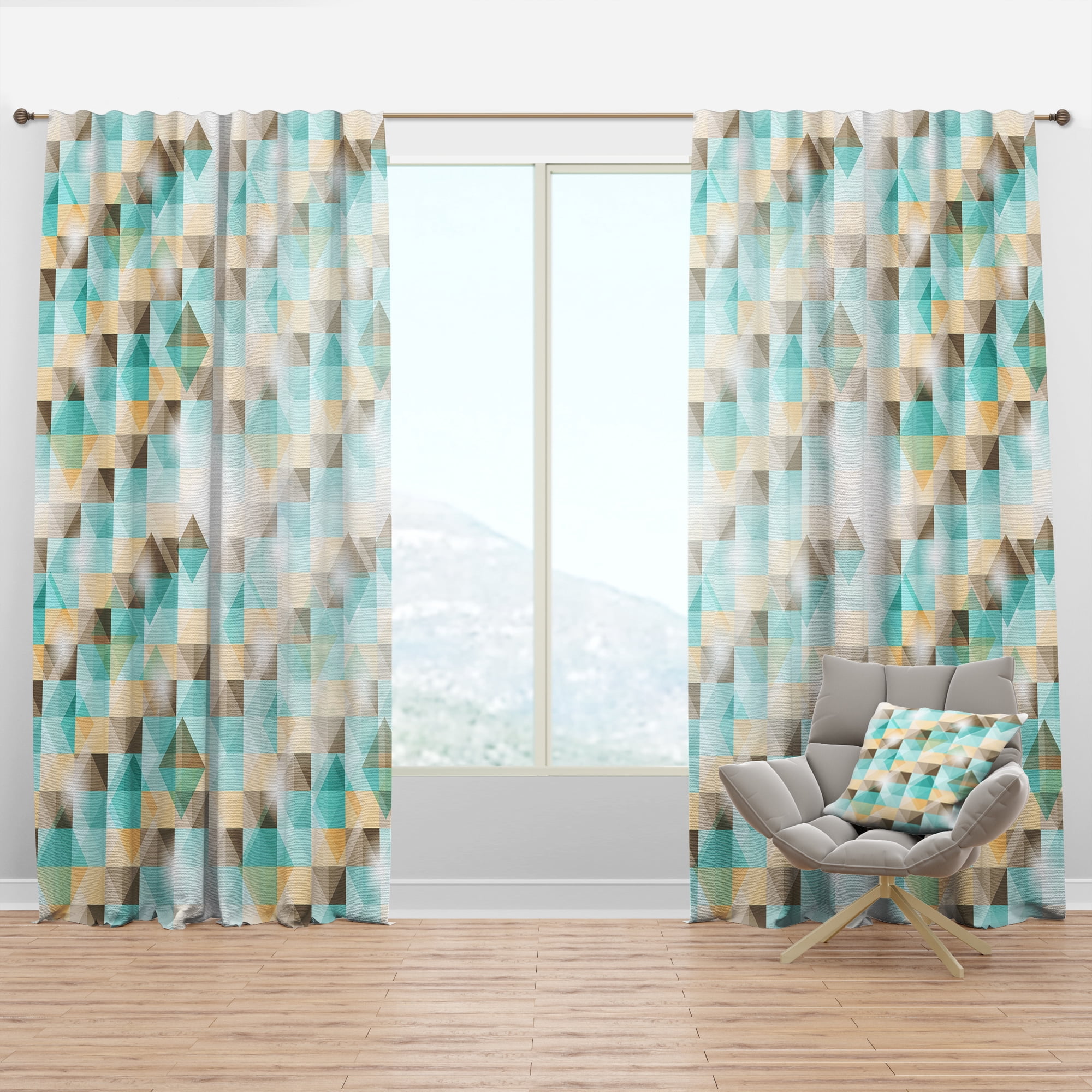 Designart 'Triangular Shapes Colourfields XXVI' Traditional Curtain Panel