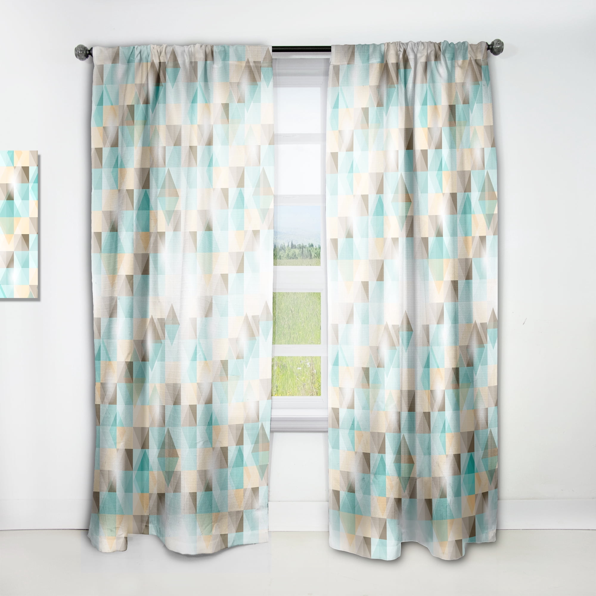 Designart 'Triangular Shapes Colourfields XXVI' Traditional Curtain Panel