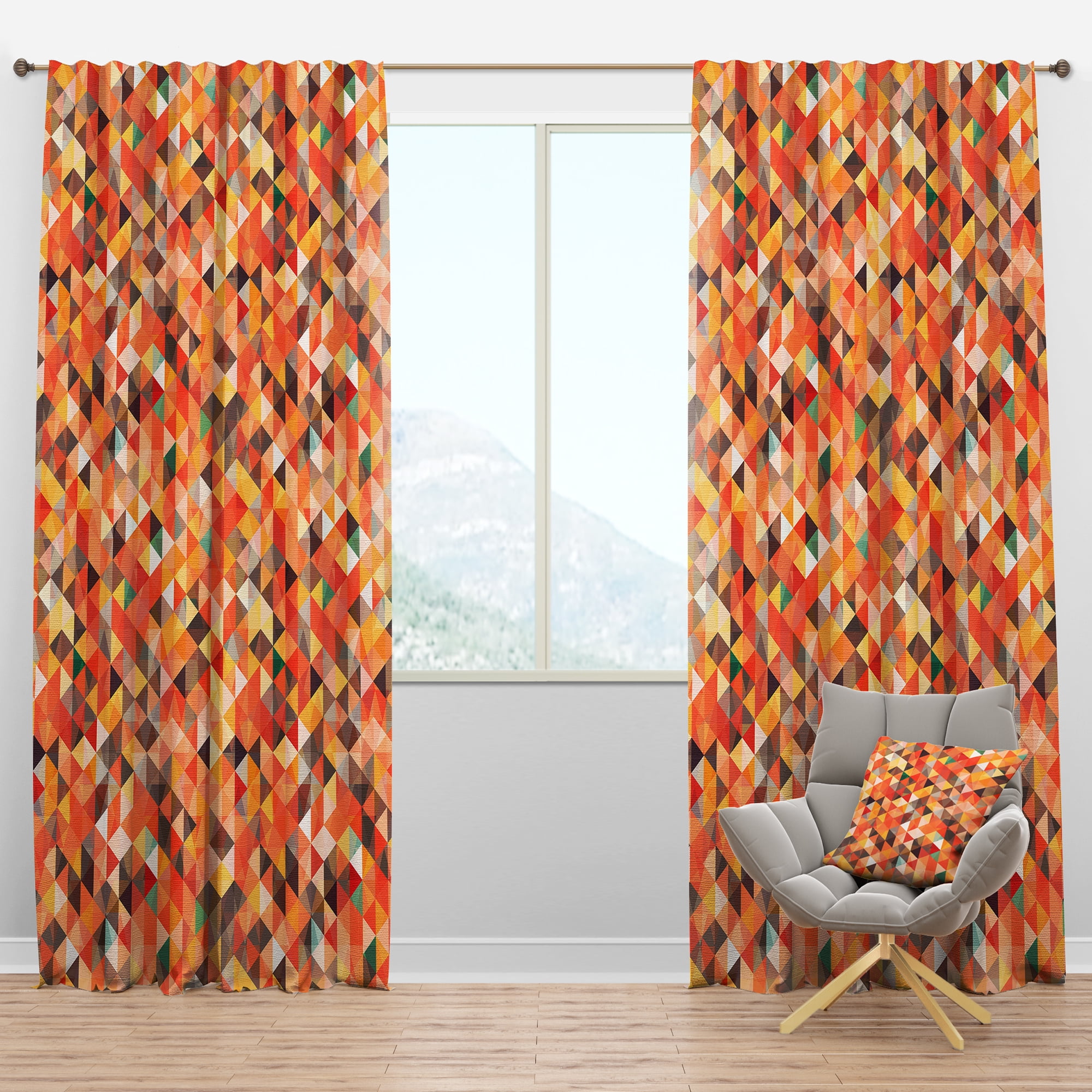 Designart 'Triangular Shapes Colourfields XXVII' Traditional Blackout Curtain Panel