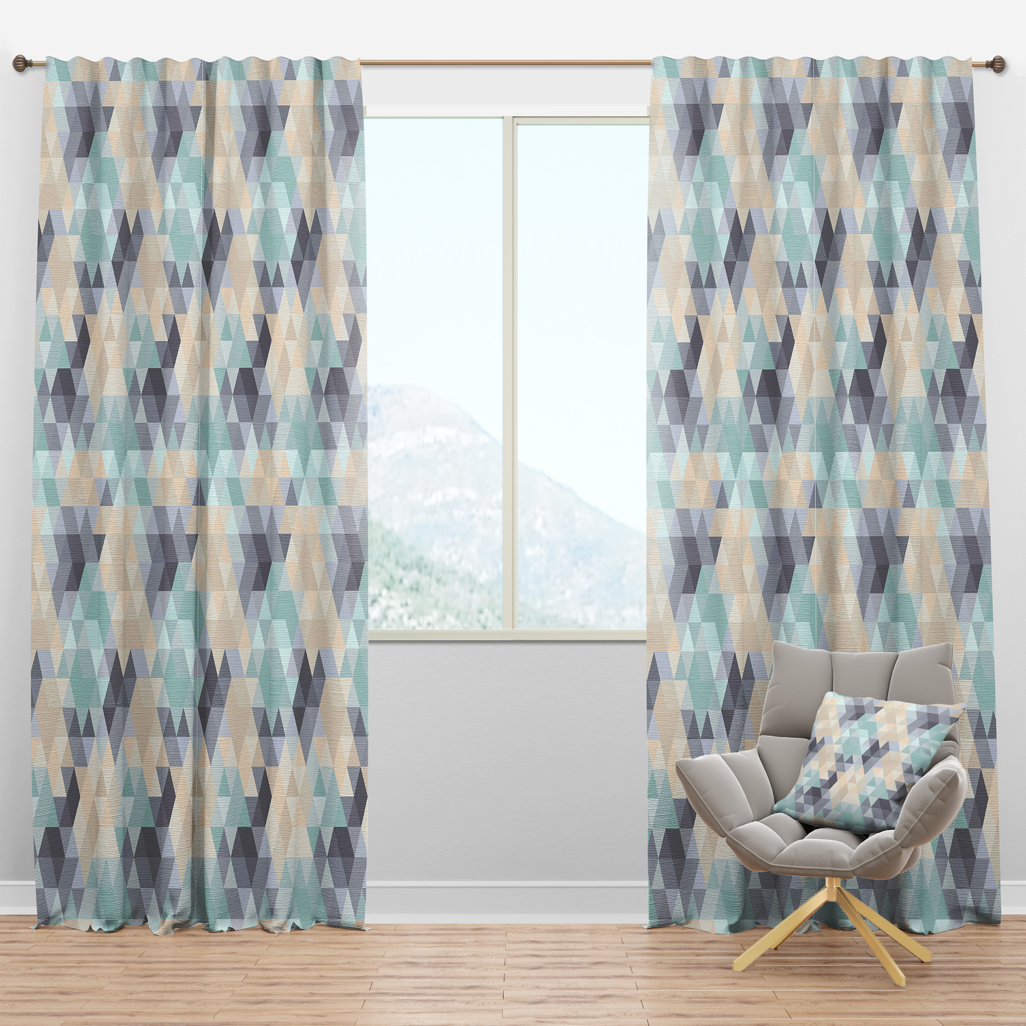 Designart 'Triangular Shapes Colourfields XXVIII' Modern & Contemporary Blackout Curtain Panel