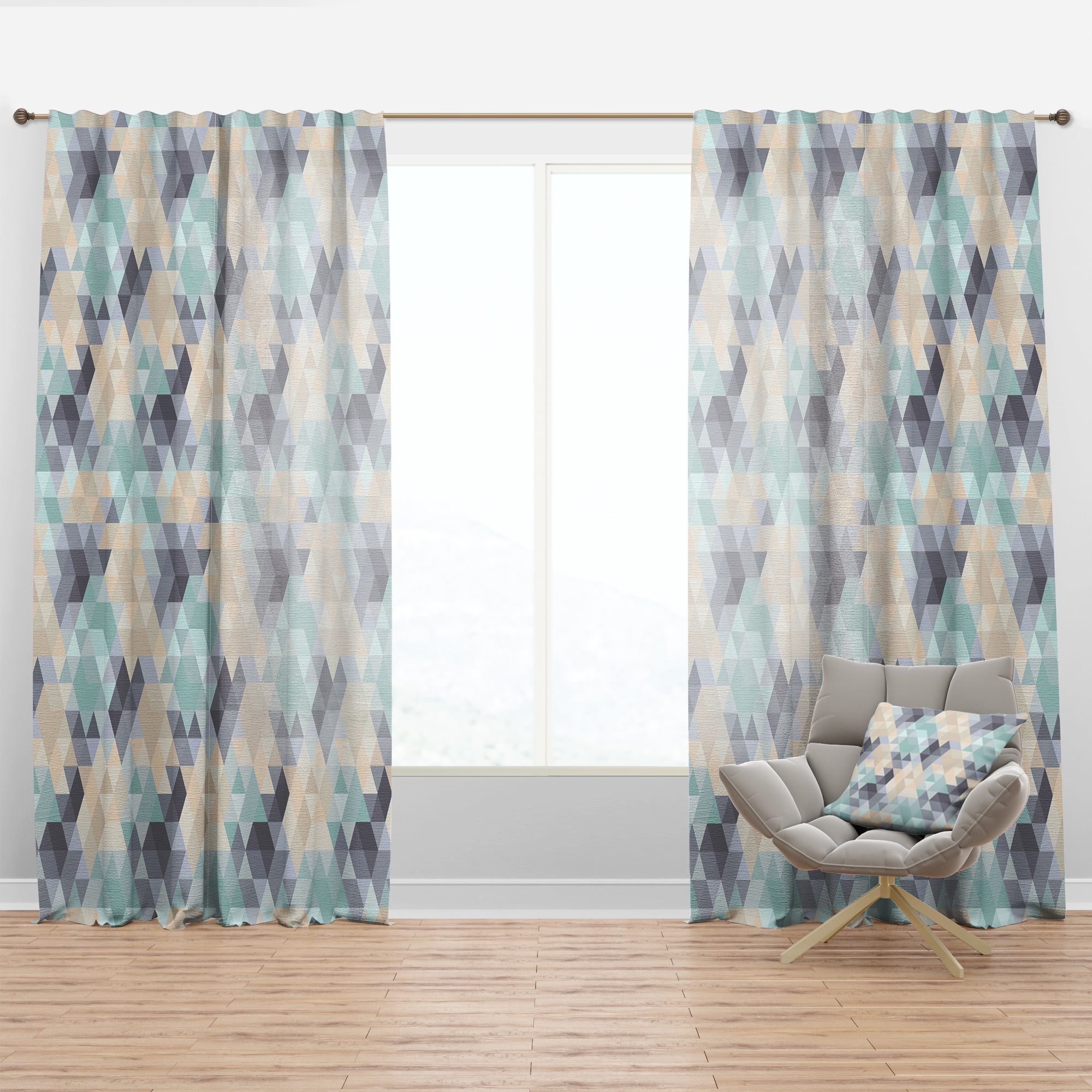 Designart 'Triangular Shapes Colourfields XXVIII' Modern & Contemporary Curtain Panel