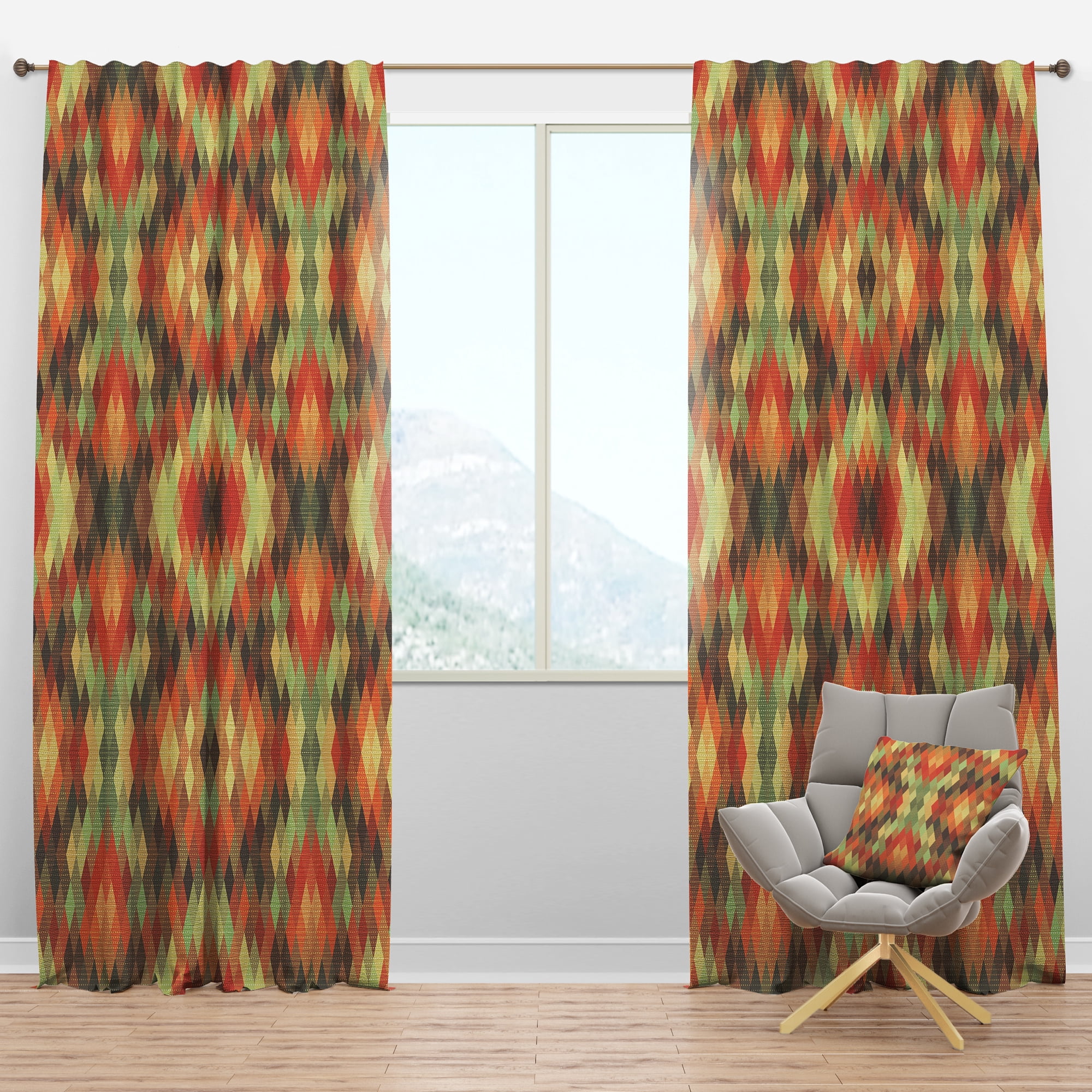 Designart 'Triangular Shapes Colourfields XXX' Modern & Contemporary Blackout Curtain Panel