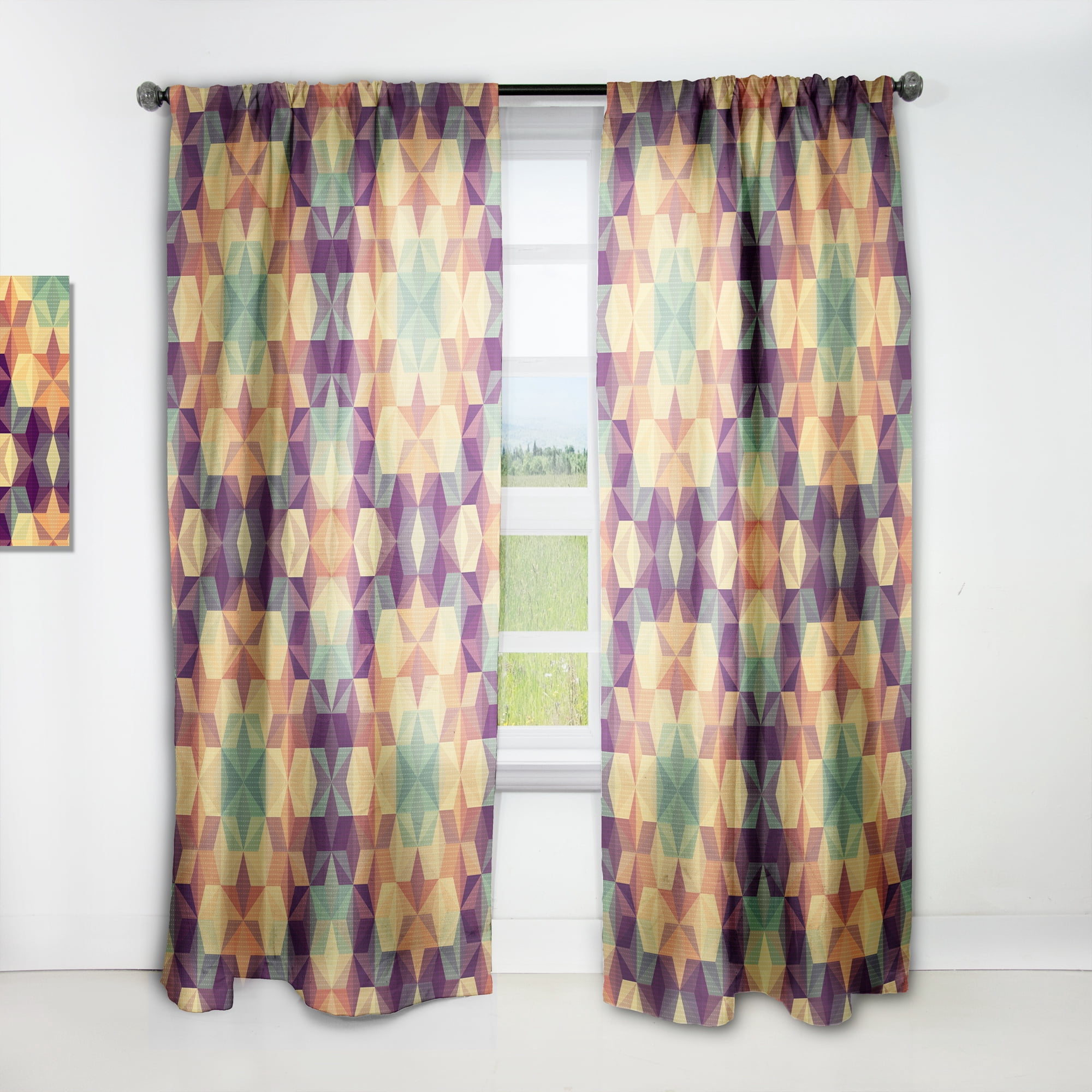 Designart 'Triangular Shapes Colourfields XXXI' Modern & Contemporary Curtain Panel