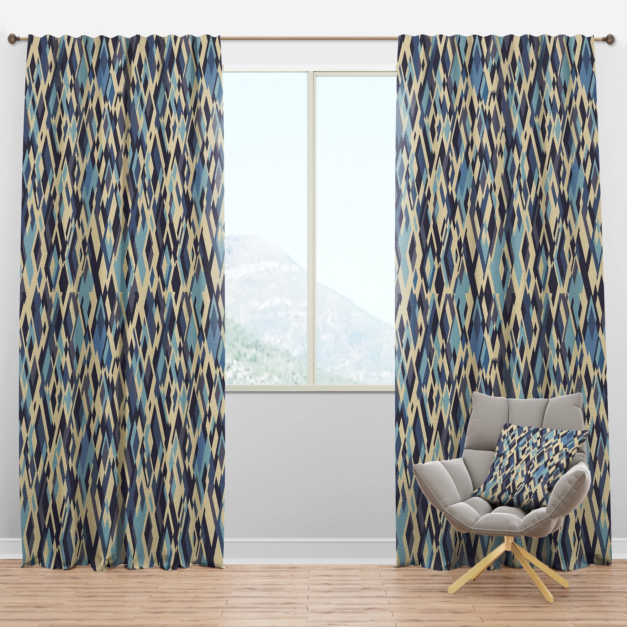 Designart 'Triangular Shapes Colourfields XXXII' Modern & Contemporary Blackout Curtain Panel