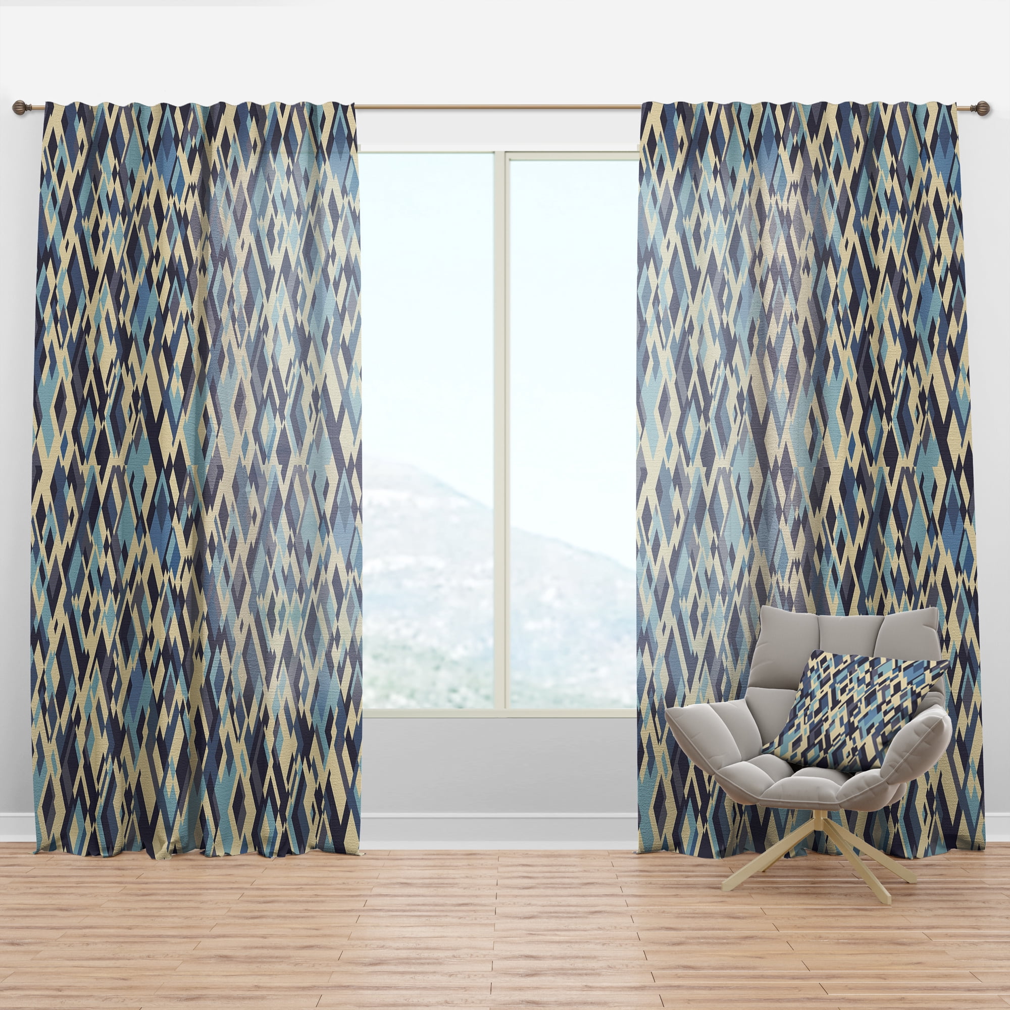 Designart 'Triangular Shapes Colourfields XXXII' Modern & Contemporary Curtain Panel