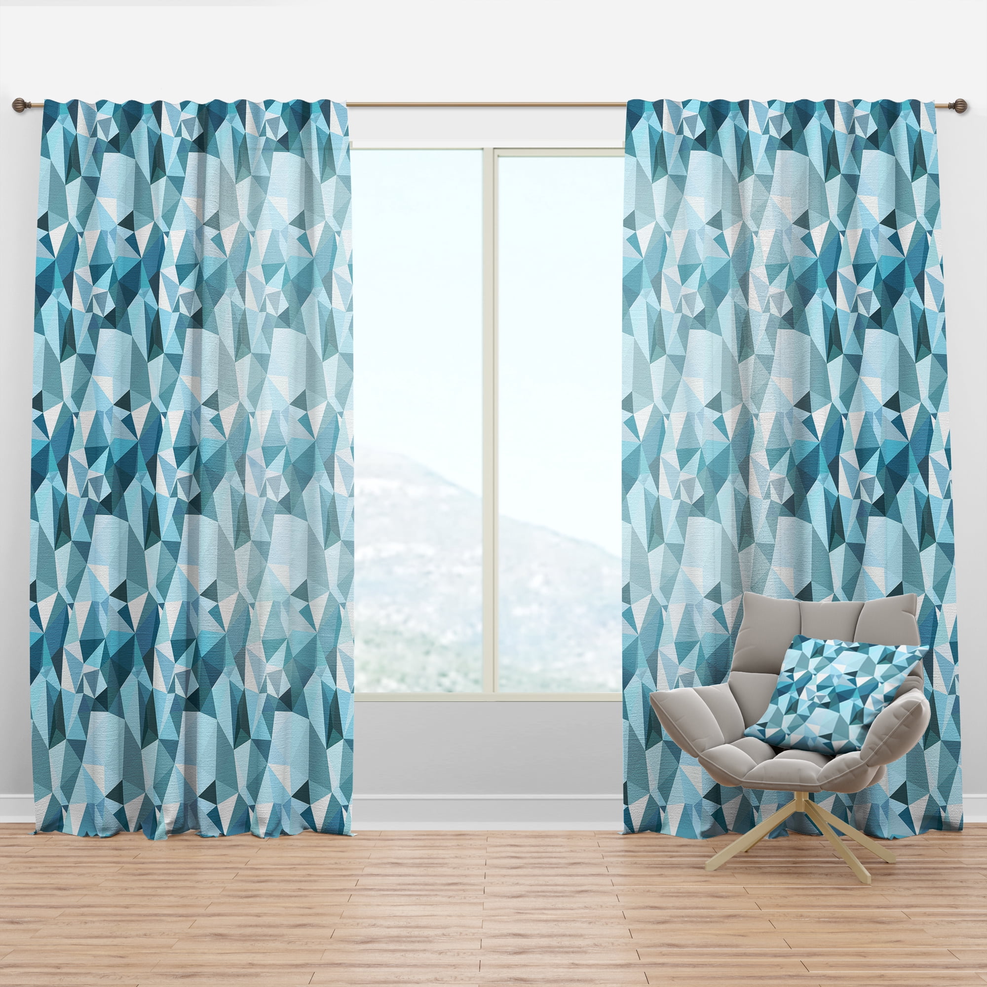 Designart 'Triangular Shapes Colourfields XXXIII' Abstract Curtain Panel