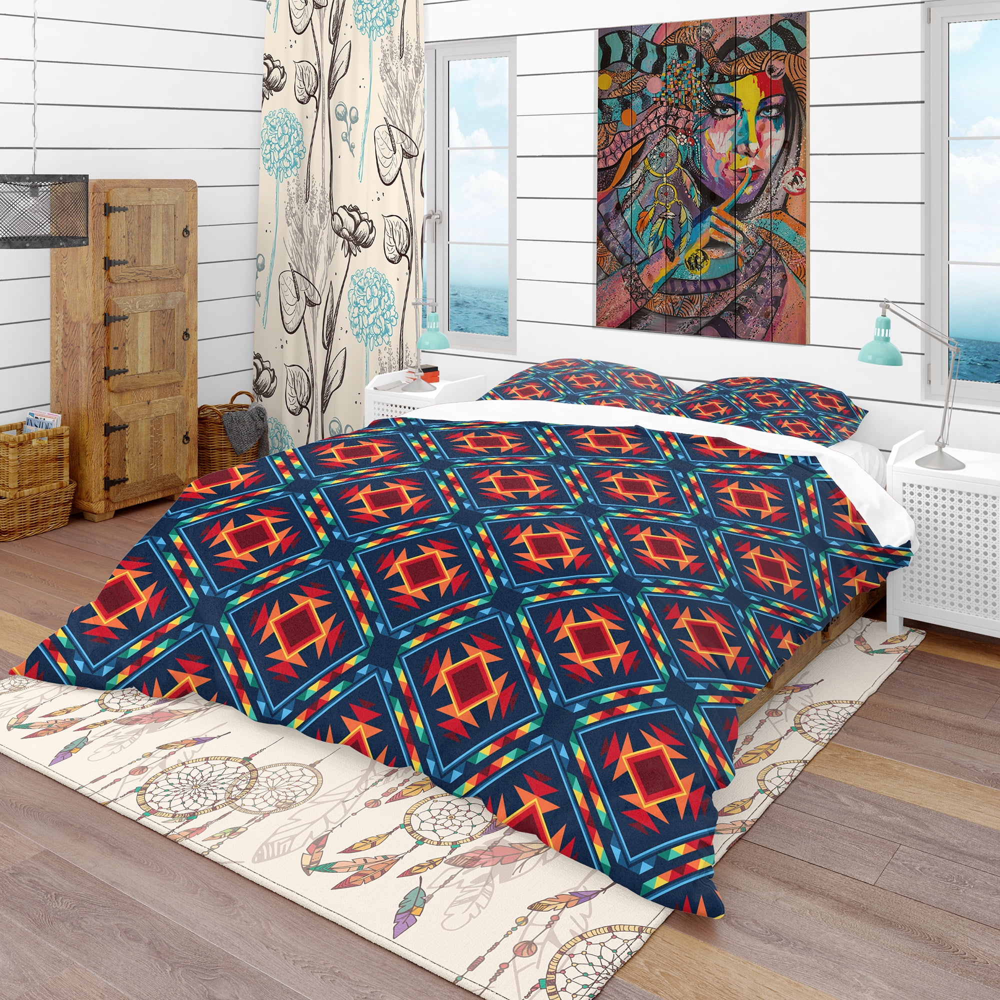 Designart 'Tribal Abstract Pattern' Bohemian & Eclectic Duvet Cover Set