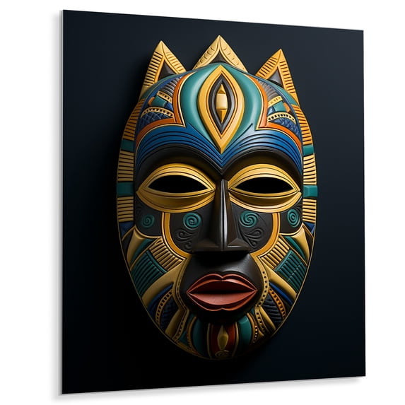 Designart "Tribal Akan African Mask II" African Tribal Metal Art Print