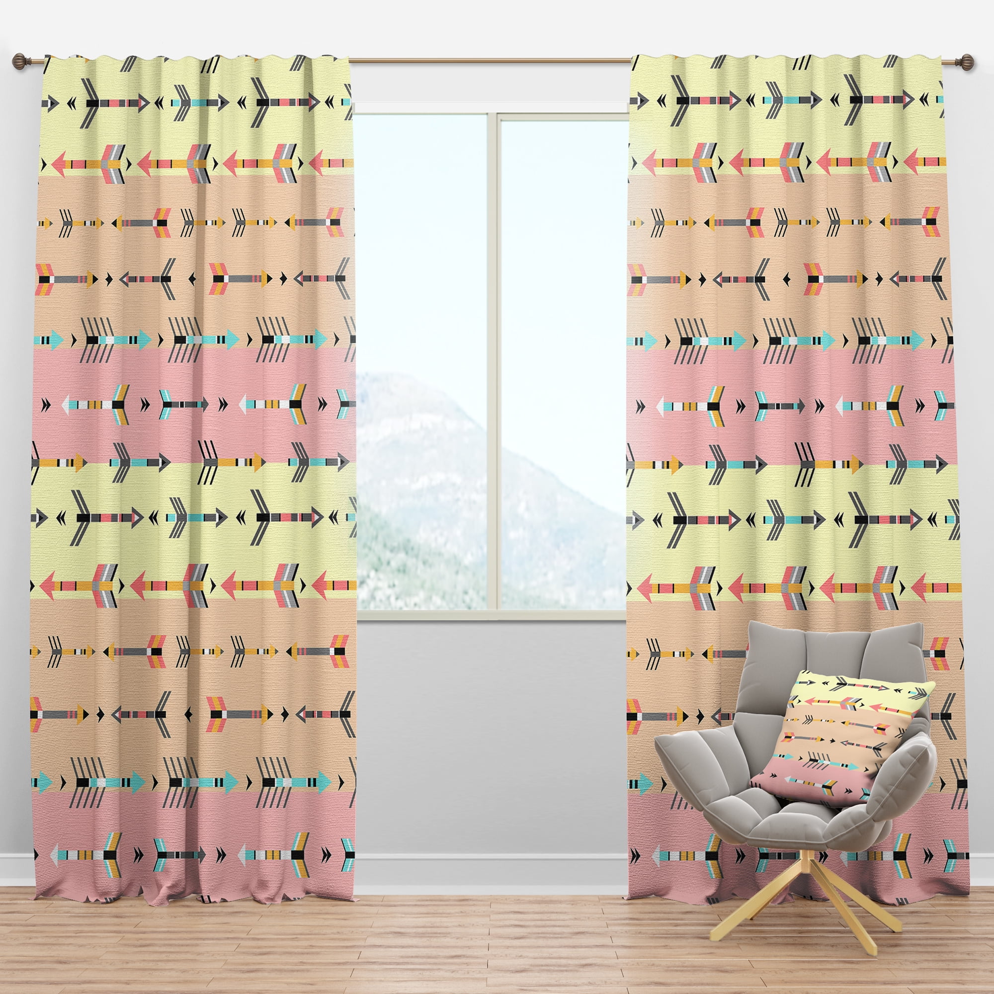 Designart 'Tribal Arrows Boho Art Pattern' Southwestern Blackout Curtain Panel