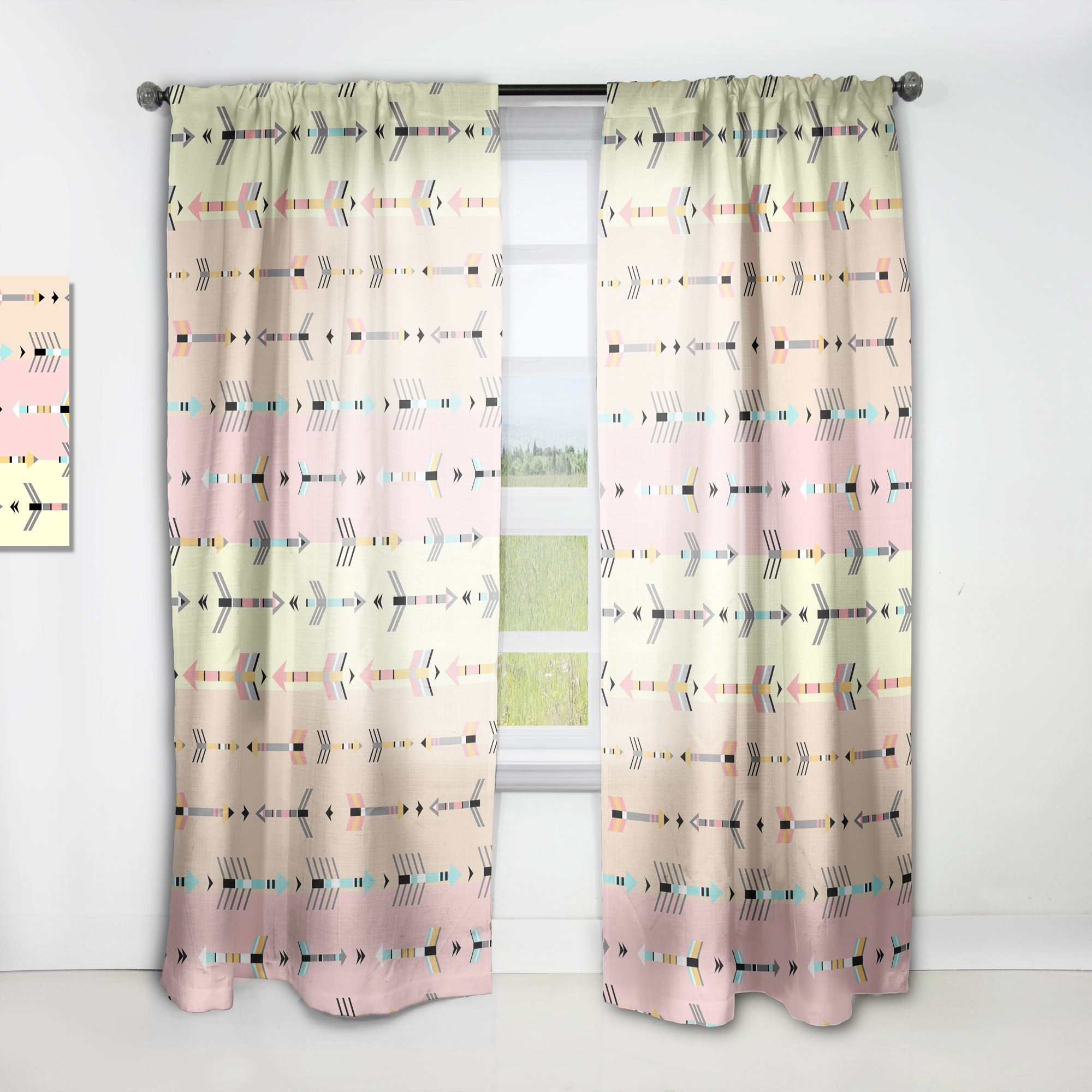 Designart 'Tribal Arrows Boho Art Pattern' Southwestern Curtain Panel