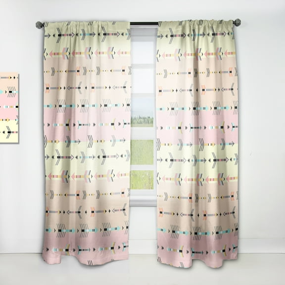 Designart 'Tribal Arrows Boho Art Pattern' Southwestern Curtain Panel