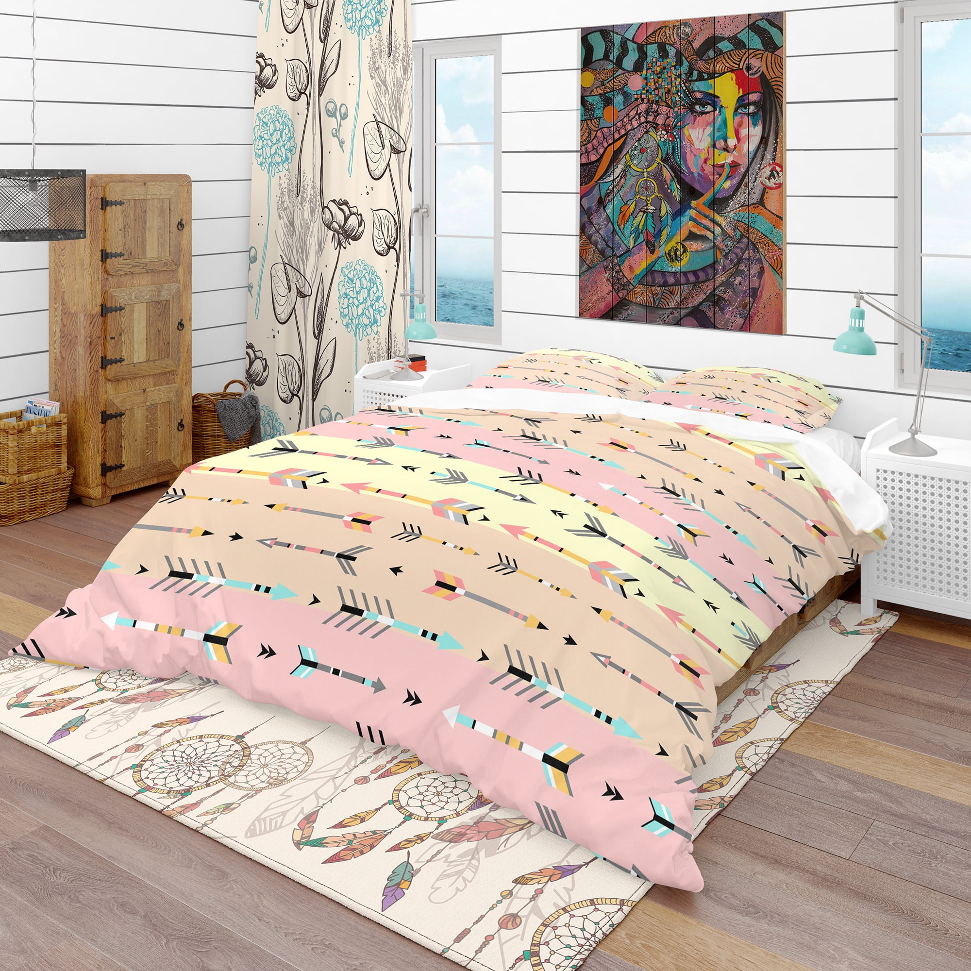 Designart 'Tribal Arrows Boho Pattern' Southwestern Duvet Cover Set