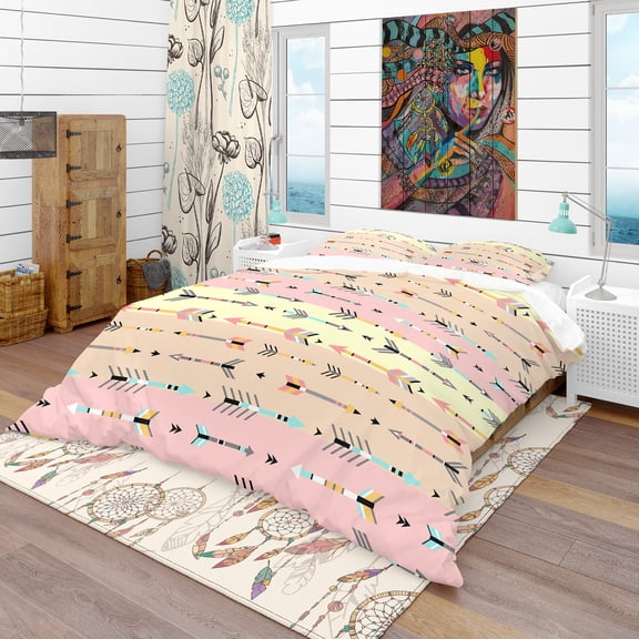 Designart 'Tribal Arrows Boho Pattern' Southwestern Duvet Cover Set