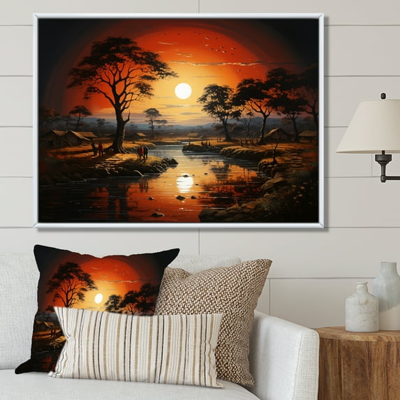 Designart "Tribal Eternity African III" African Tribal Floater Framed Canvas Wall Art
