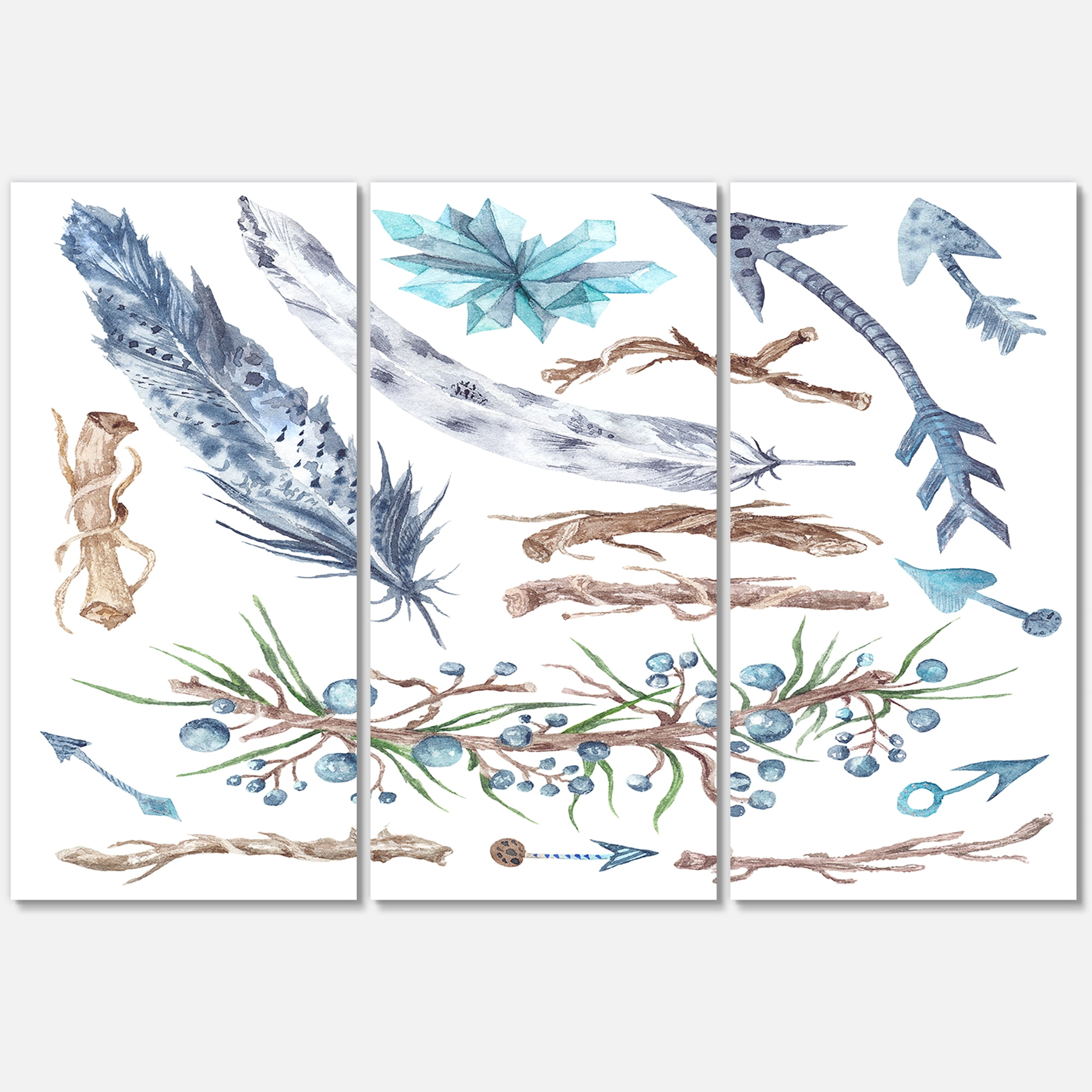 Designart ' Tribal Forest Elements ' Bohemian & Eclectic Canvas Wall Art Print