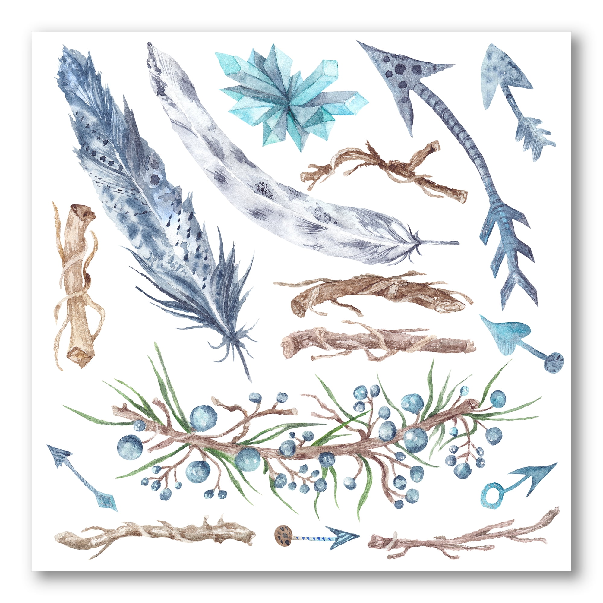 Designart ' Tribal Forest Elements ' Bohemian & Eclectic Canvas Wall Art Print