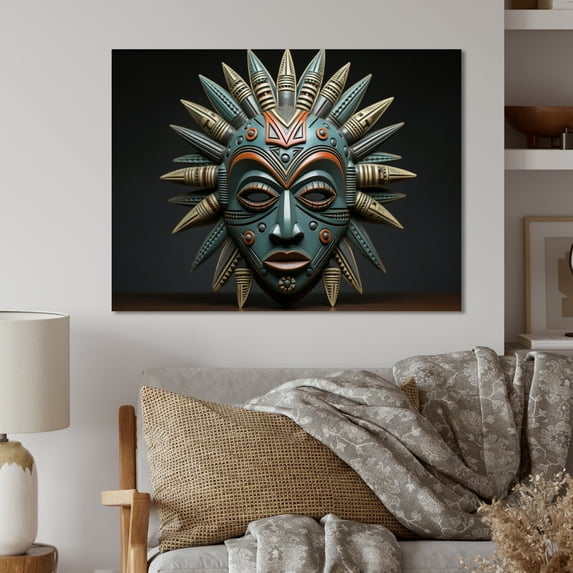 Designart "Tribal Luba African Mask" African Tribal Metal Wall Art