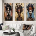 thumbnail image 1 of Designart "Tribal Queen of Urban Influence" African American Woman Framed Wall Art Set Of 3 - Brown Woman African American Frame Canvas Set For Living Room Decor, 1 of 6