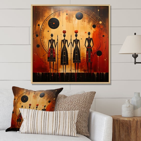 Designart "Tribes Ancient African Traditions III" African Tribes Floater Framed Wall Art Living Room