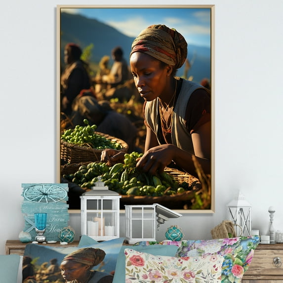 Designart "Tribes Kikuyu African Harvest III" African Tribes Floater Framed Wall Art Print