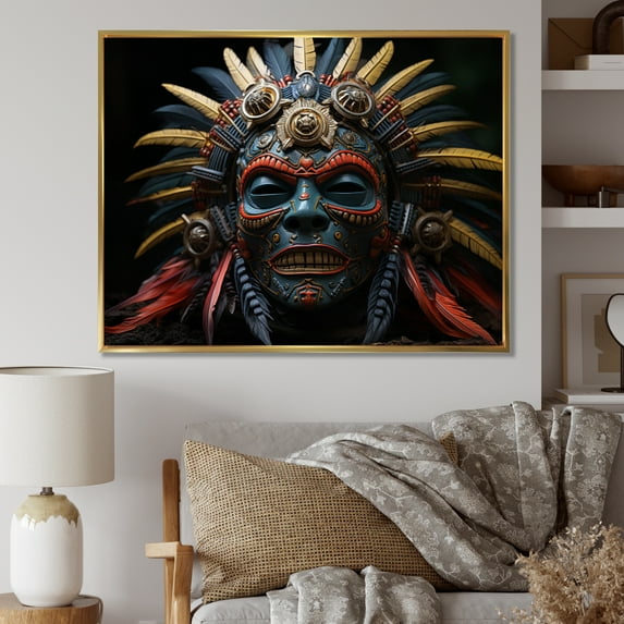 Designart "Tribes Mende African Mask I" African Tribes Floater Framed Wall Art Print