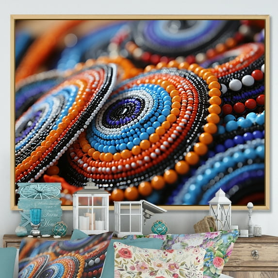 Designart "Tribes Samburu African Beadwork II" African Tribes Floater Framed Wall Decor