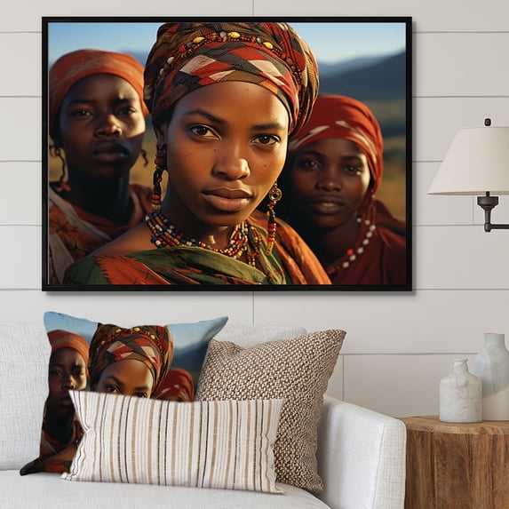Designart "Tribes Xhosa African Portrait II" African Tribes Floater Framed Wall Art Print
