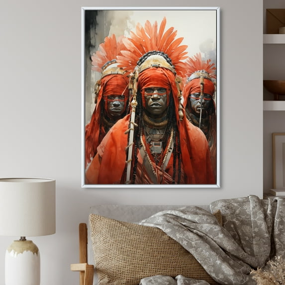 Designart "Tribes Yoruba African Masquerade I" African Tribes Floater Framed Canvas Print