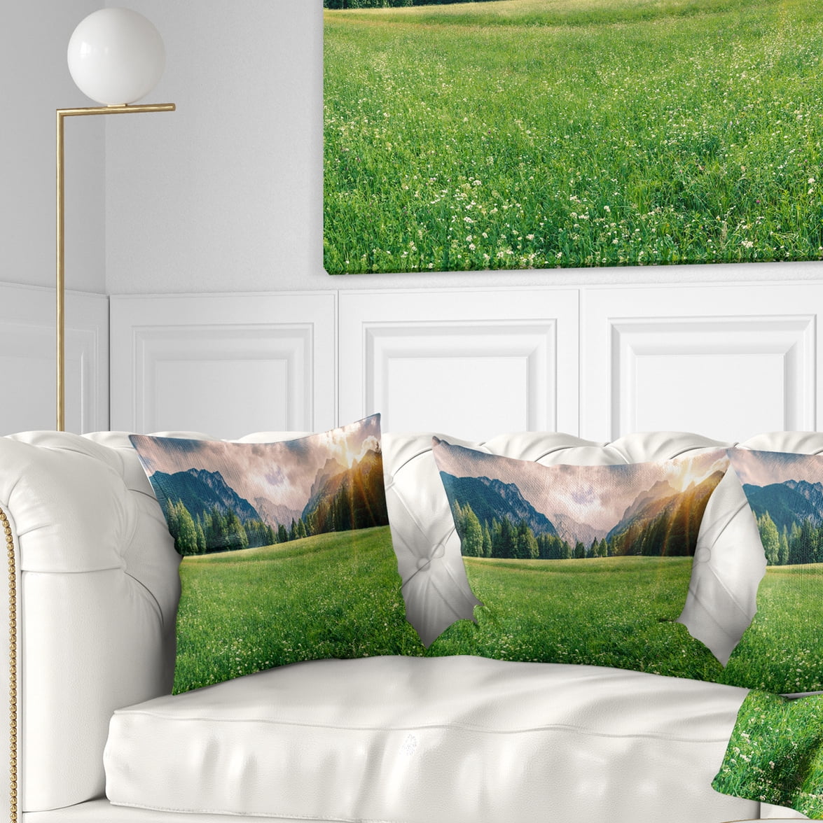 Designart Triglav Mountain Panorama - Landscape Photography Throw Pillow - 16x16