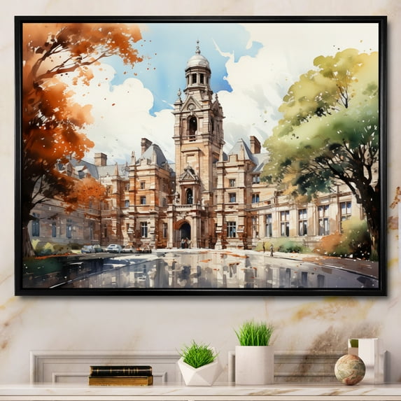 Designart "Trinity College Dublin in Ireland" Ireland Floater Framed Wall Art Print