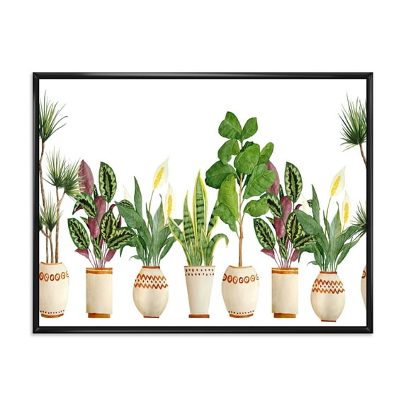 Designart 'Trio of Houseplants Sanseviera Snake Plants On White' Farmhouse Framed Canvas Wall Art Print