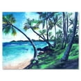 thumbnail image 1 of Designart ' Tropical Beach In Summer Paradise With Palm Trees ' Nautical & Coastal Canvas Wall Art Print, 1 of 4