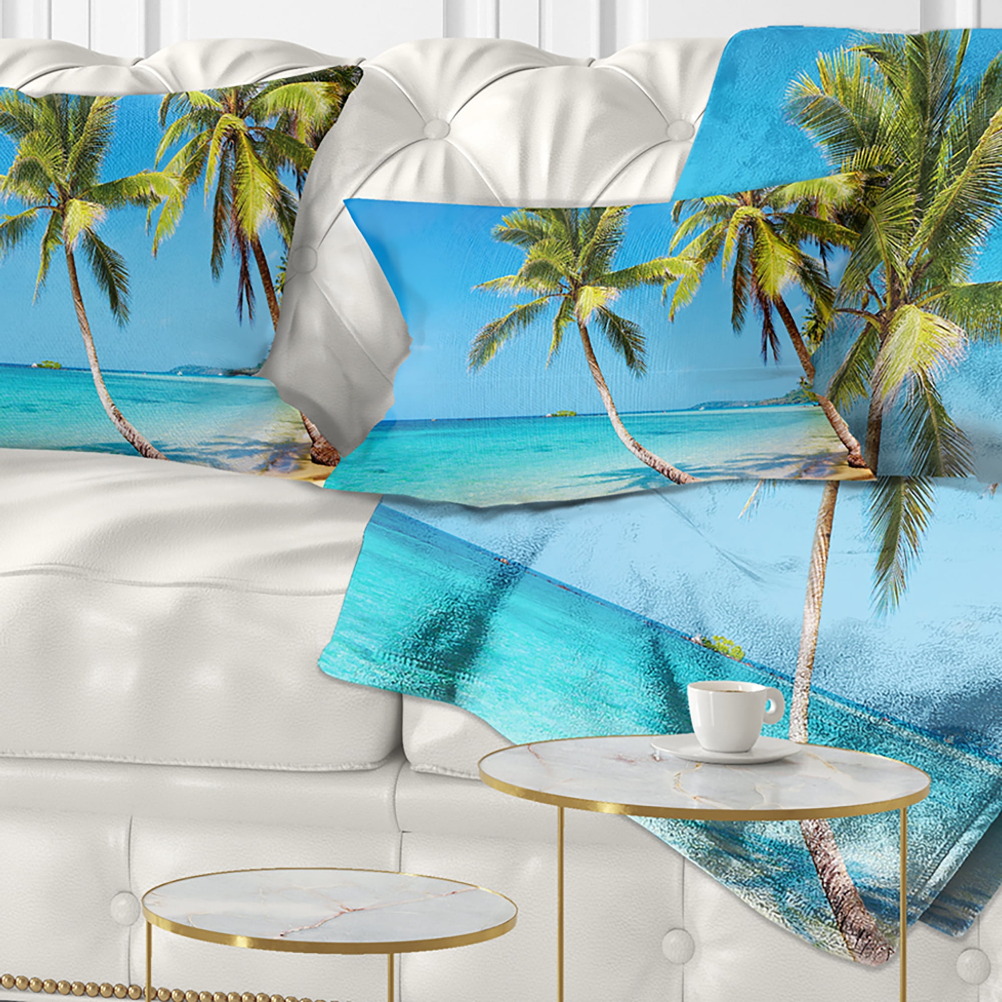 Designart Tropical Beach - Photography Seascape Throw Pillow - 12x20