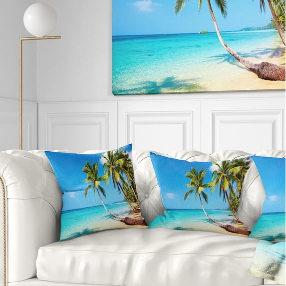 Designart Tropical Beach - Photography Seascape Throw Pillow - 18x18