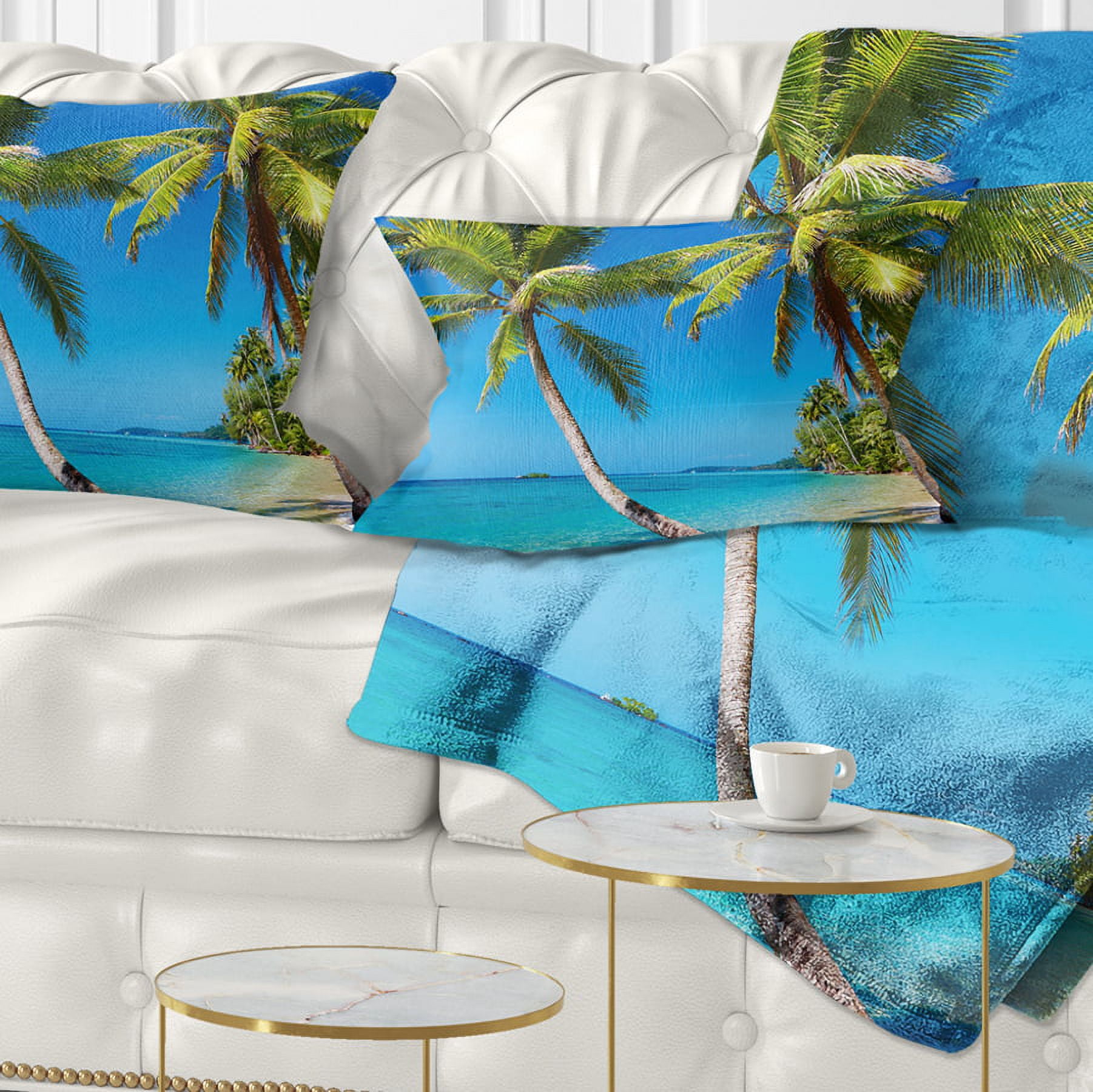 Designart Tropical Beach Thailand - Landscape Photo Throw Pillow - 12x20