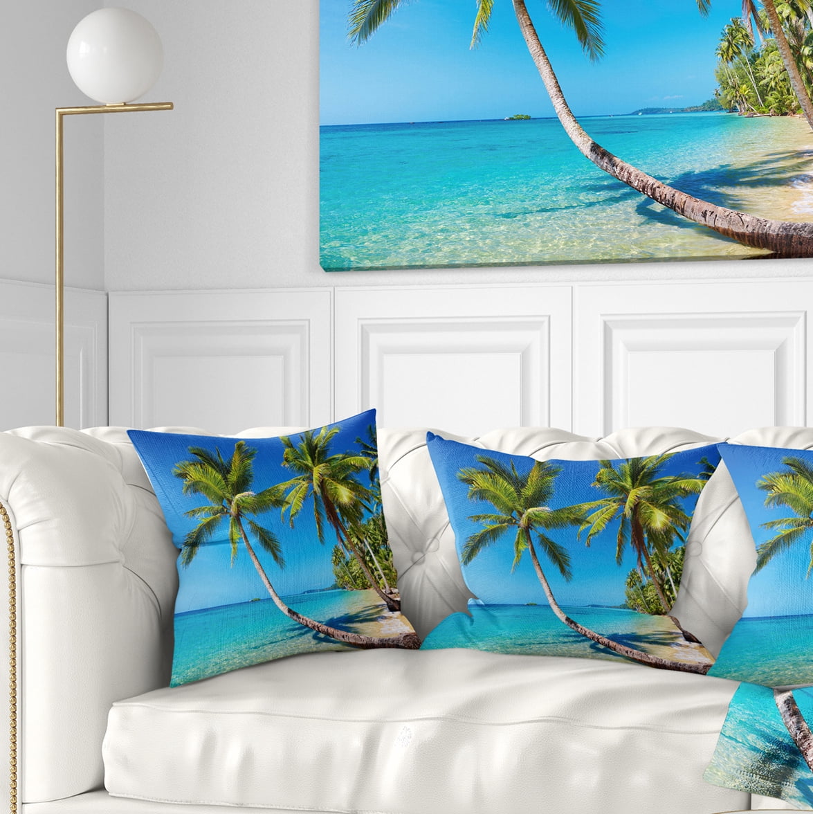 Designart Tropical Beach Thailand - Landscape Photo Throw Pillow - 18x18